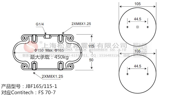 JBF165/115-1橡膠<a href='http://www.weiningjx.com/' target='_blank'><u>空氣彈簧</u></a>