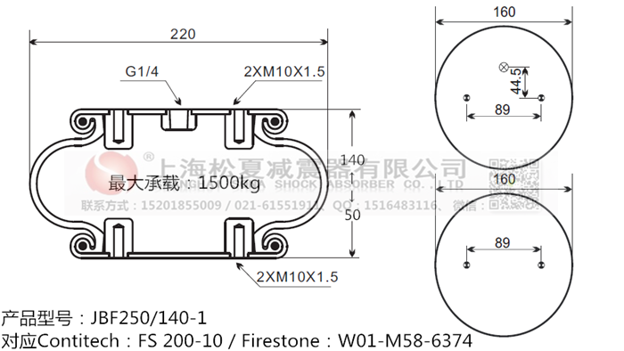 JBF250/140-1橡膠<a href='http://www.weiningjx.com/' target='_blank'><u>空氣彈簧</u></a>