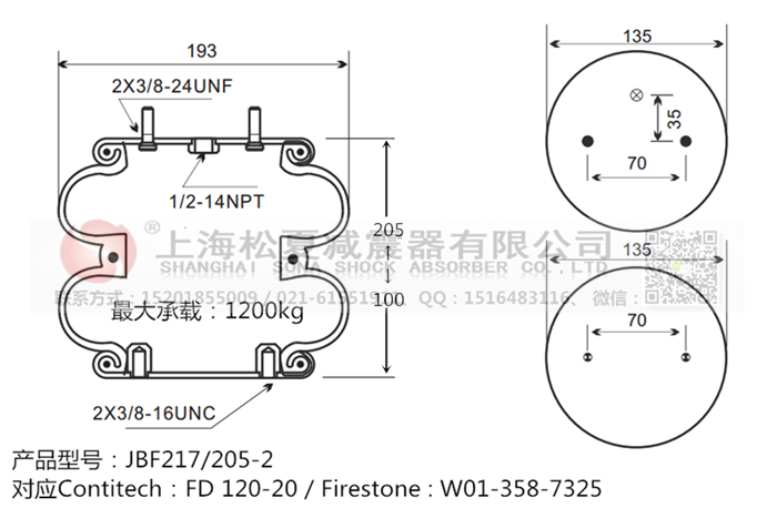 JBF217/205-2橡膠<a href='http://www.weiningjx.com/' target='_blank'><u>空氣彈簧</u></a>