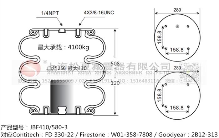 JBF410/580-3橡膠<a href='http://www.weiningjx.com/' target='_blank'><u>空氣彈簧</u></a>